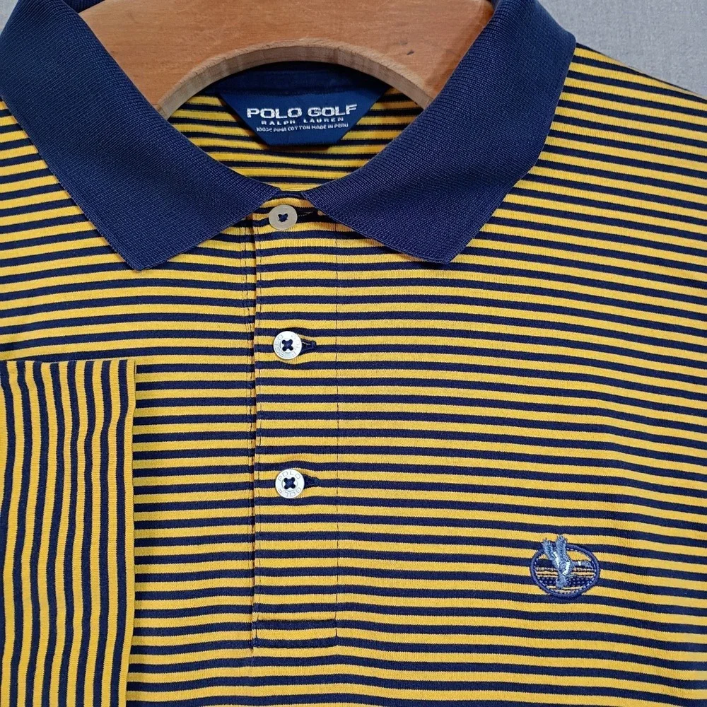 Reynolds Plantation Polo Golf Ralph Lauren Mens XL Pima Cotton Stripe Coastal